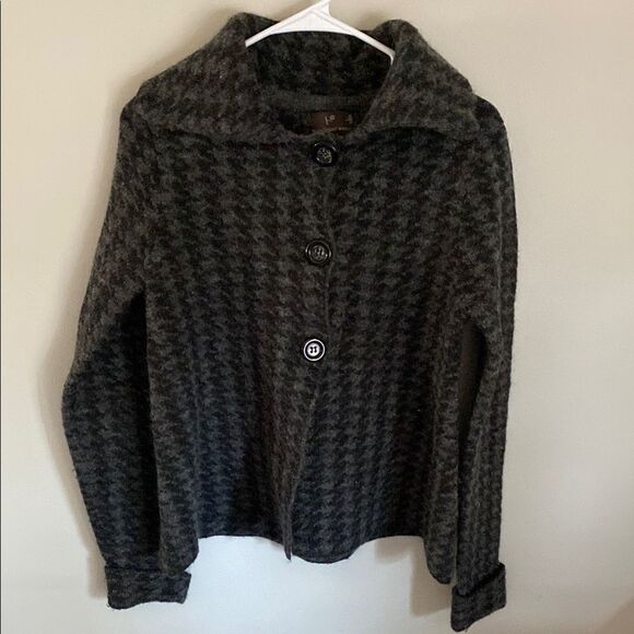 Penn Wright Manson Women's Houndstooth Cardigan Jacket. Black and Gray. Vintage - Picture 1 of 5